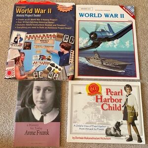Lot World War 2 Book History Poster Pearl Harbor Anne Frank Homeschool Classroom